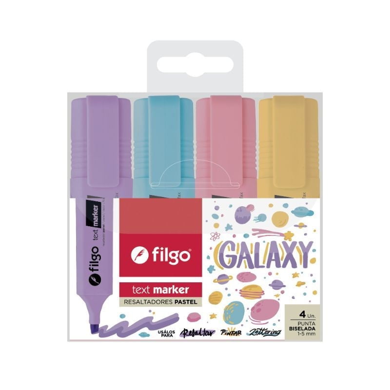 Destacador Text Marker / Estuche 4 Colores Galaxy 1 Un Filgo