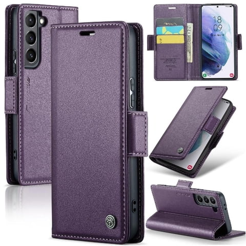 Caseme Tipo Cartera Samsung Galaxy S21 Plus Con Cierre Magnético, Rfid, Tarjetero, Soporte, Carga Inalámbrica