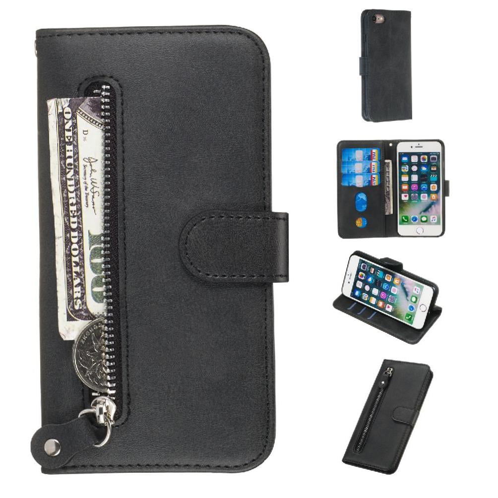 Gangxun - Funda Con Cremallera Para Iphone Se 2020/8/7, Carcasa Cartera De Cuero Pu Con Soporte Y Tarjetero
