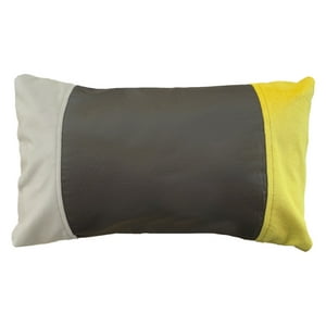 Elizabeth Peper - Cojin Decorativo Ecocuero Cafe Beige Amarillo 50X30 Relleno