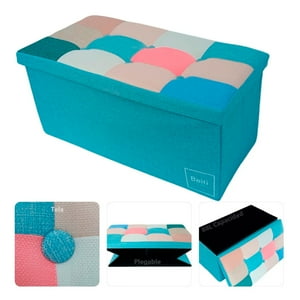 Puff Baúl Plegable Organizador Beiti 76X38 Tela Mix Rosado