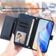 thumbnail image 3 of Funda tipo cartera para UMIDIGI A15/A15C/A15T con bolsillo con cremallera, tarjetero, soporte, correa para la muñeca y tapa de cuero azul, 3 of 5