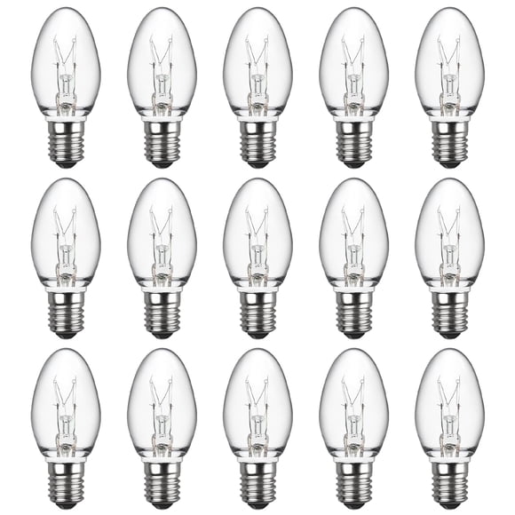 Bombillas MEQIQTEK 15W E12 C7 Paquete de 15 Luz Blanca Cálida