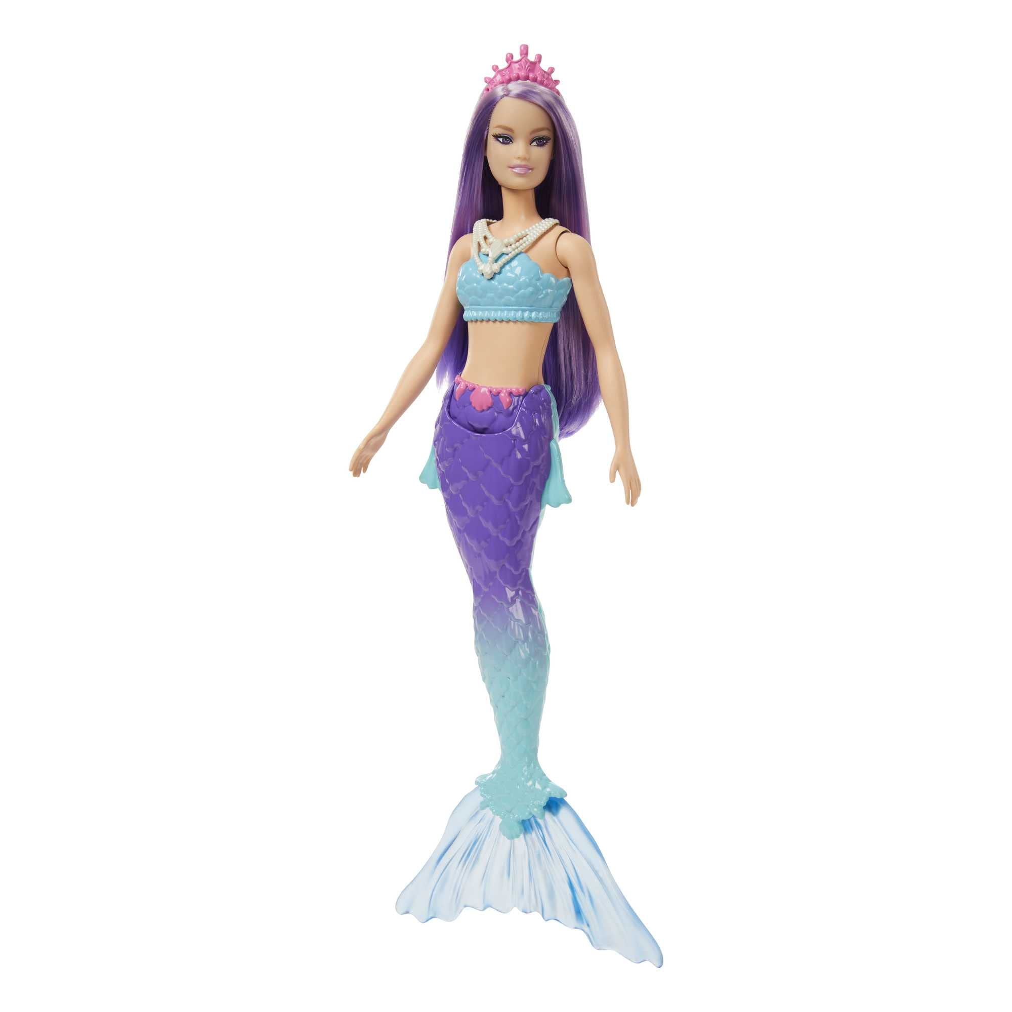 Barbie Dreamtopia Mermaid Muñeca (cabello Morado) Con Cola De Sirena De Marina Azul Y Púrpura Y Tia