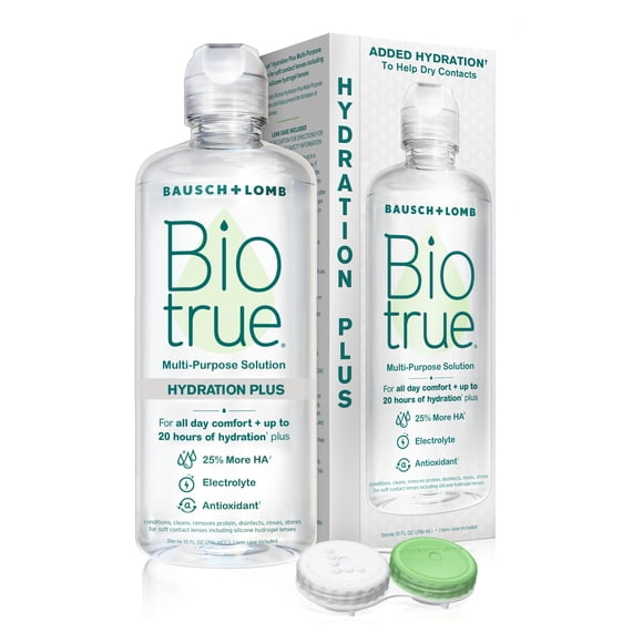 Solución para lentes de contacto Biotrue Hydration Plus de 300 ml con funda