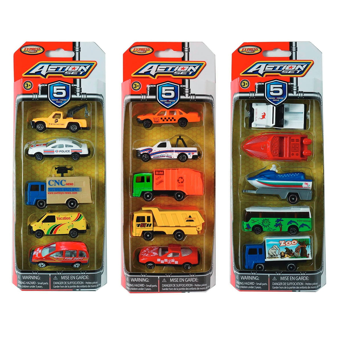 Suntoys - Vehiculos Miniatura Set Pueblo Metro 5 Autos - Surtido