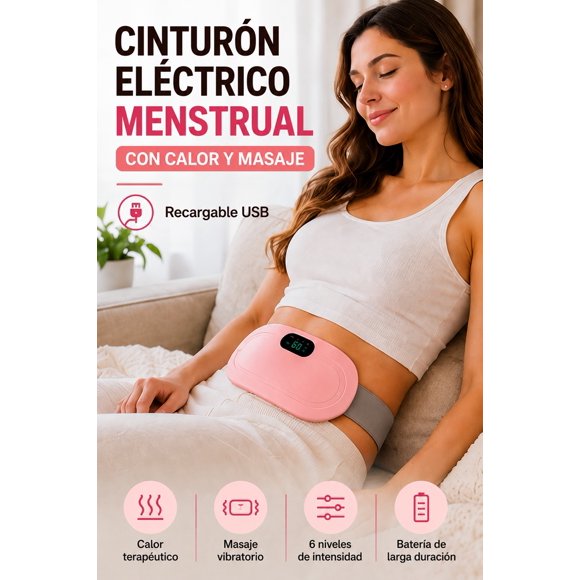 Cinturón Menstrual Eléctrico con Calor y Masaje USB