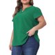 thumbnail image 4 of Agnes Orinda Blusas de Talla Grande para Mujer con Cuello en V Entallado, Mangas Cortas de Pétalo, Camisas Casual 4X Verde Oscuro, 4 of 6