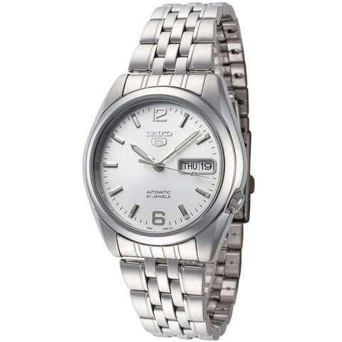 Reloj Seiko Snk385K1 Automático Serie 5 Con Esfera Plateada Para Hombre