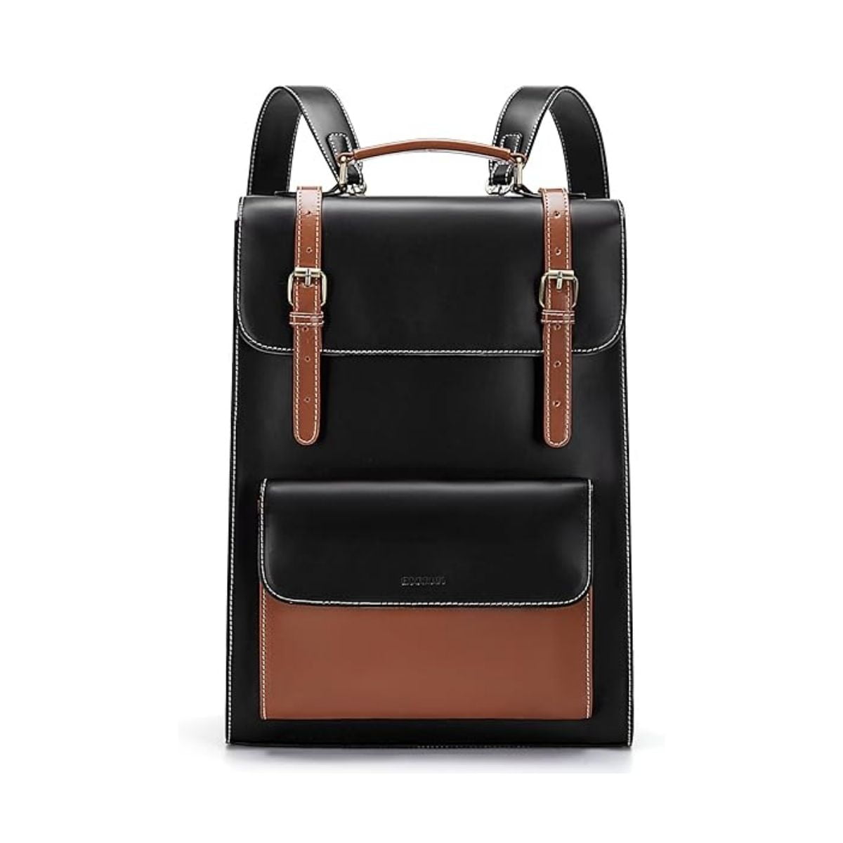 Ecosusi Mochila Vintage Camellia Para Notebook 15,6" - Negro Y Marrón