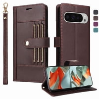 Foxdock Funda Tipo Cartera Para Google Pixel 9 Pro Xl – Cubierta De Cuero Pu Con Múltiples Ranuras, Bolsillo Para Efectivo Y Correa De Muñeca