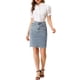 thumbnail image 2 of INSPIRE CHIC Falda de Mezclilla para Mujer Cintura Alta Dobladillo Desgastado Falda Corta de Jean Azul XL, 2 of 7