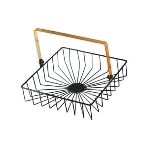 Magideal - Cesta De Hierro Para Frutas, Soporte Para Aperitivos, Cuenco Para Servir Multiusos Con Mango, Encimera, Frutero Para Aperitivos, Pan, Encimera De Boda Cuadrado