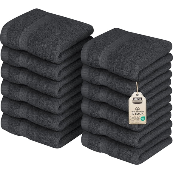 Juego de paños Utopia Towels Premium, 100% algodón, 30 x 30 cm, color gris