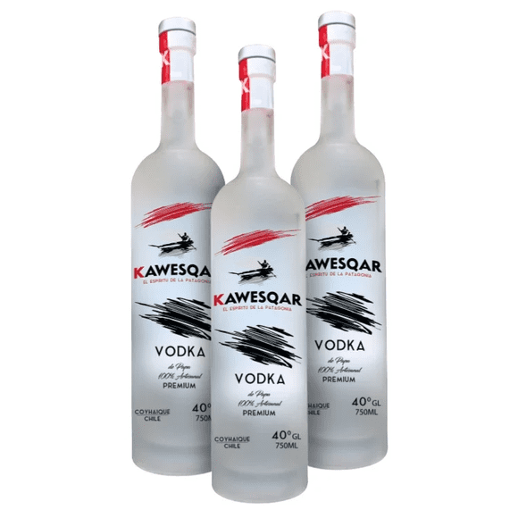 3 Botellas Vodka de papas Premium Kawesqar 750ml