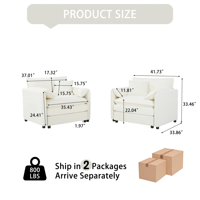 M&Ms - (Old W3163S00007) Oversized Chenille Oversized Accent Chair Set Of 2, Comfy Single Sofa Chair With Large Seat , Modern Armchair Reading Chairs For Bedroom, Living Room,Chenille,Beige