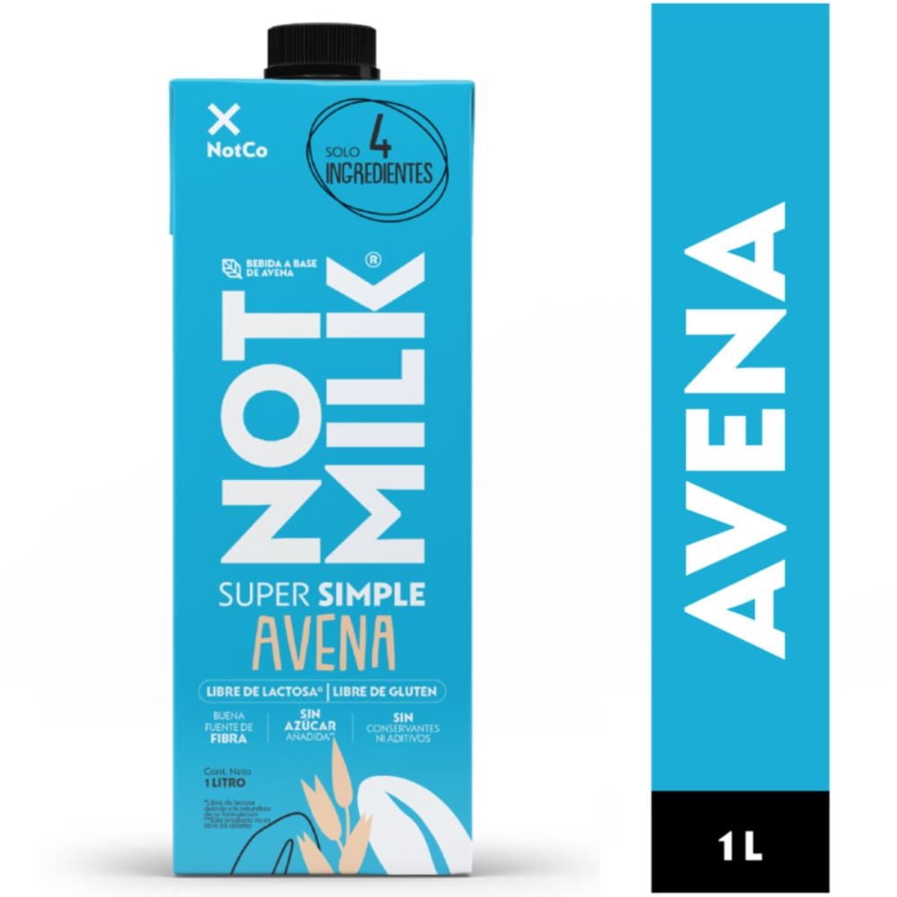 Bebida Vegetal Notmilk Super Simple Avena 4 Ingredientes 1 L NotCo