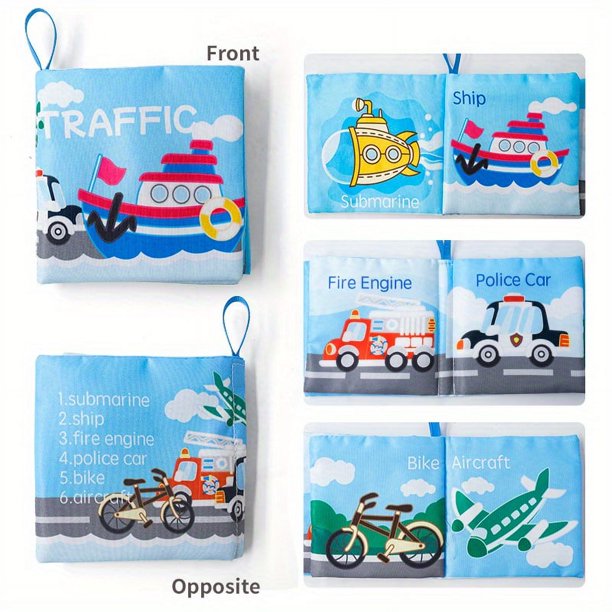The First Soft Cloth Book For Baby That Makes Rustling Sound When Rubbed, Featuring Animals, Dinosaurs, Food, Transportation, Space, And Ocean Series