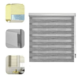 Genérico - Cortina Roller Jaspeada Duo Zebra Dia Noche 120X240Cm Gris