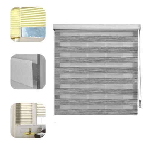 Genérico - Cortina Roller Jaspeada Duo Zebra Dia Noche 120X240Cm Gris