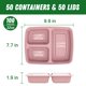 thumbnail image 2 of Envase de alimentos Dealusy 950 ml 3 compartimentos 50 unidades rosa, 2 of 7