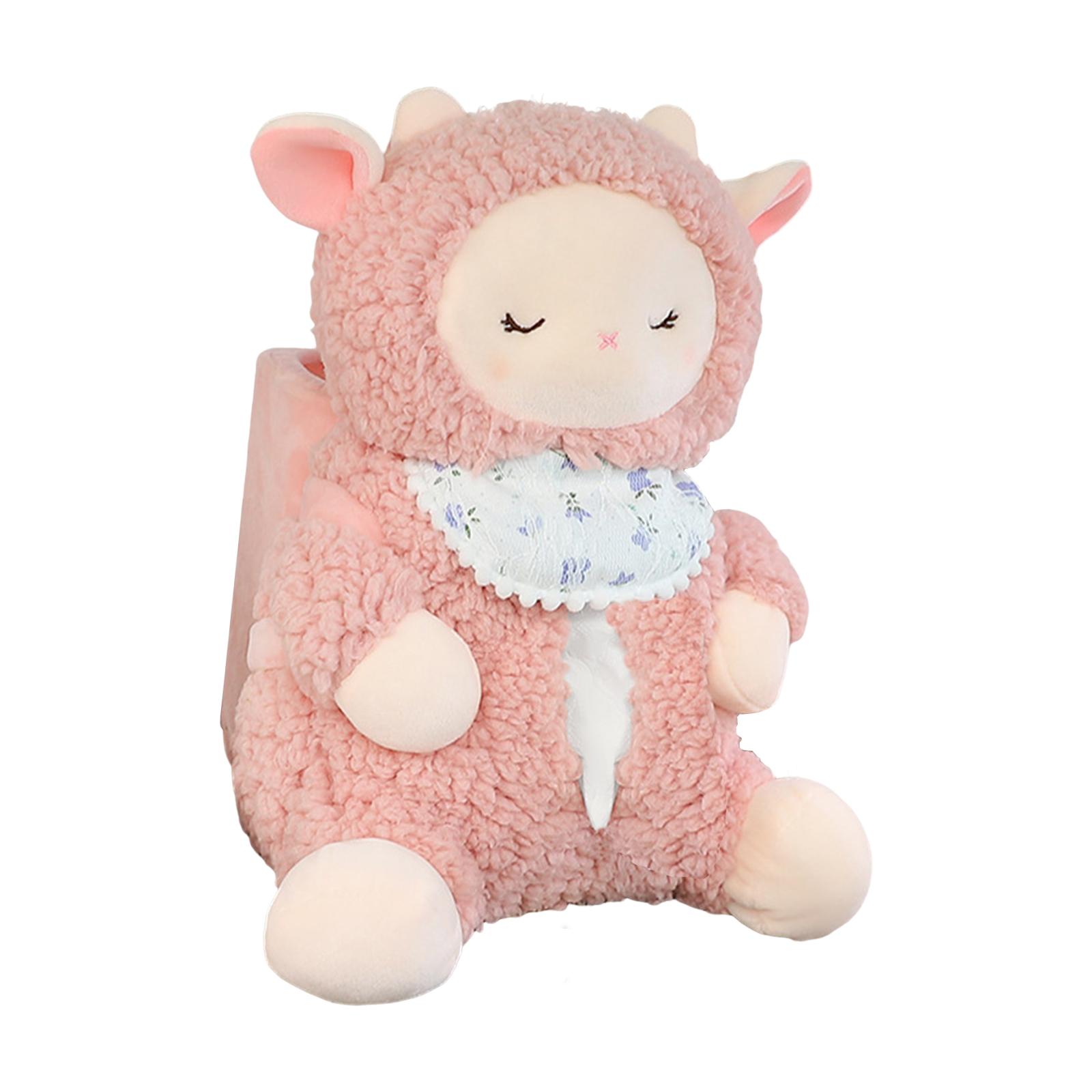 Bothyi - Soporte De Caja De Pañuelos De Dibujos Animados De Coche Con Cubo De Basura De Coche Lindo Soporte De Tejido De Felpa Oveja