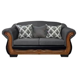 América Decora - Sofá Con Resorte Estructura Búfalo 3 Personas Chenille+Pu Gris X