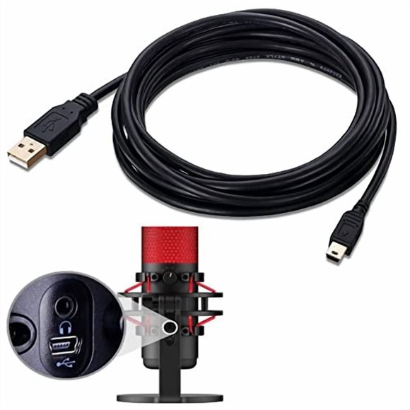 Cable USB Mini-B Ienza 3 m para Micrófono HyperX Quadcast