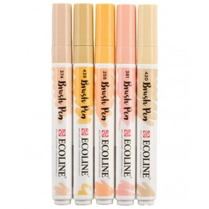 Royal Talens - Set 5 Marcadores Acuarela Ecoline Colores Beige Rosa