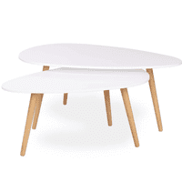 Habita2 Chile - Mesas Twin Largas Base Madera Haya Alemana