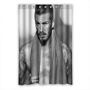 Pinghai - Cortina De Ducha De David Beckham, Juego De Cortinas De Baño Con Ganchos, Tamaño 48 X 72 Pulgadas