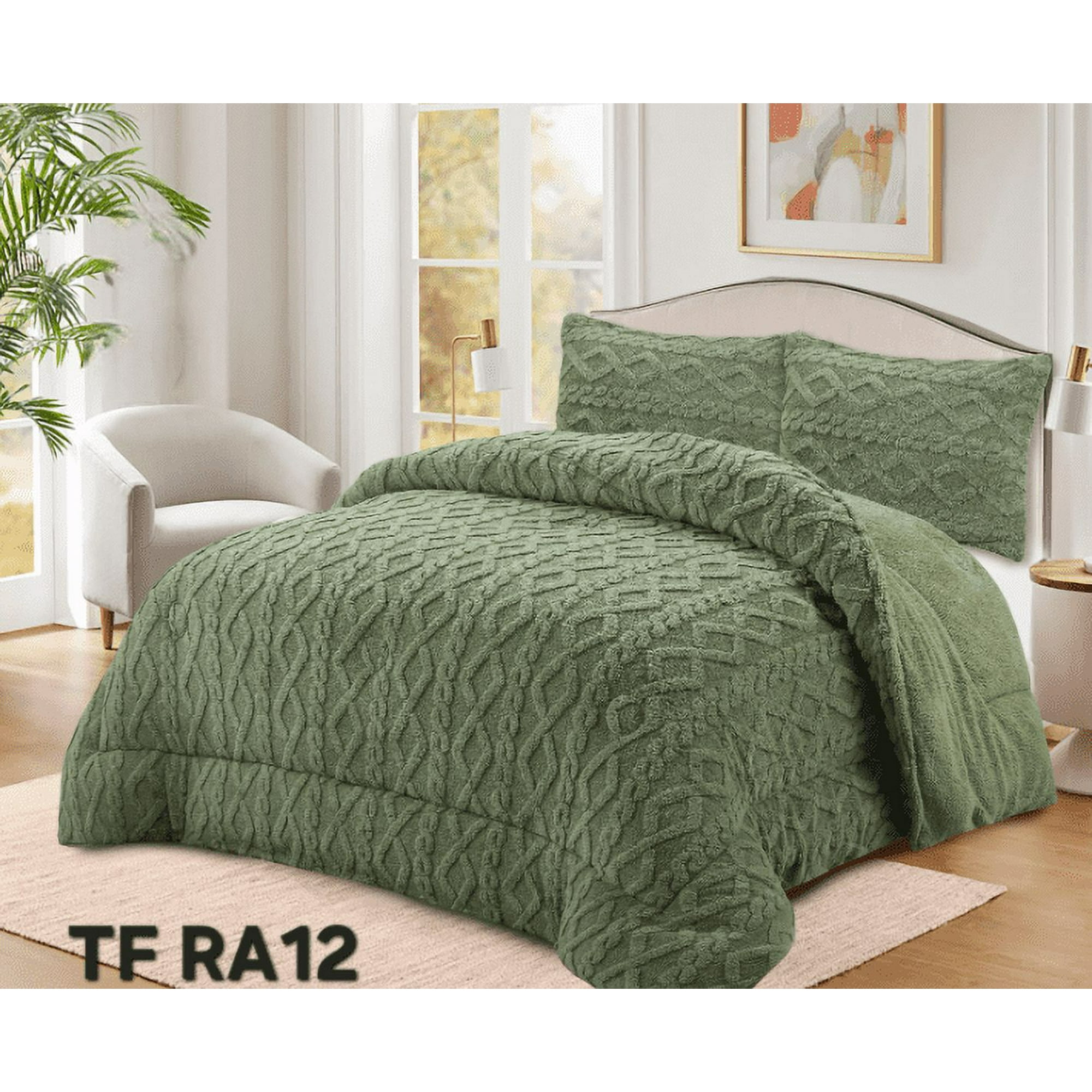 Tecnocasa - Plumon De Invierno Con Chiporro Trenzados Color Verde King