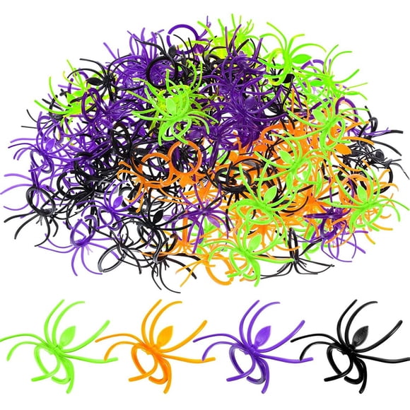 Recuerdos de fiesta de Halloween con forma de boao de Spider Rings, 120 piezas