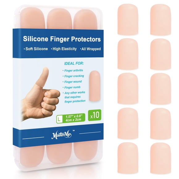 Protectores de dedos MasterMo 4 cm de silicona, paquete de 10, color nude