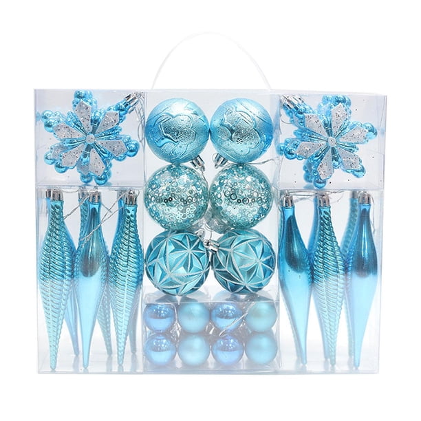 40 piezas de adornos de bolas de Navidad/adornos colgantes para árboles de Navidad/decoración navideña para año Nuevo, cumpleaños, aniversario, fiesta Azul
