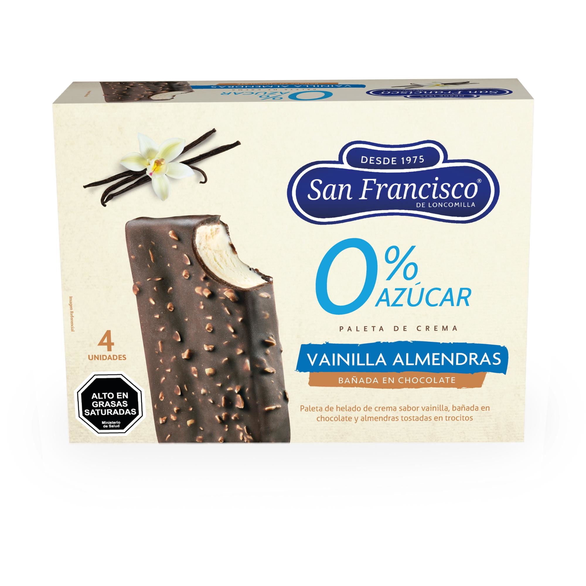Helado paleta 0% azucar sabor vainilla, 60 ml