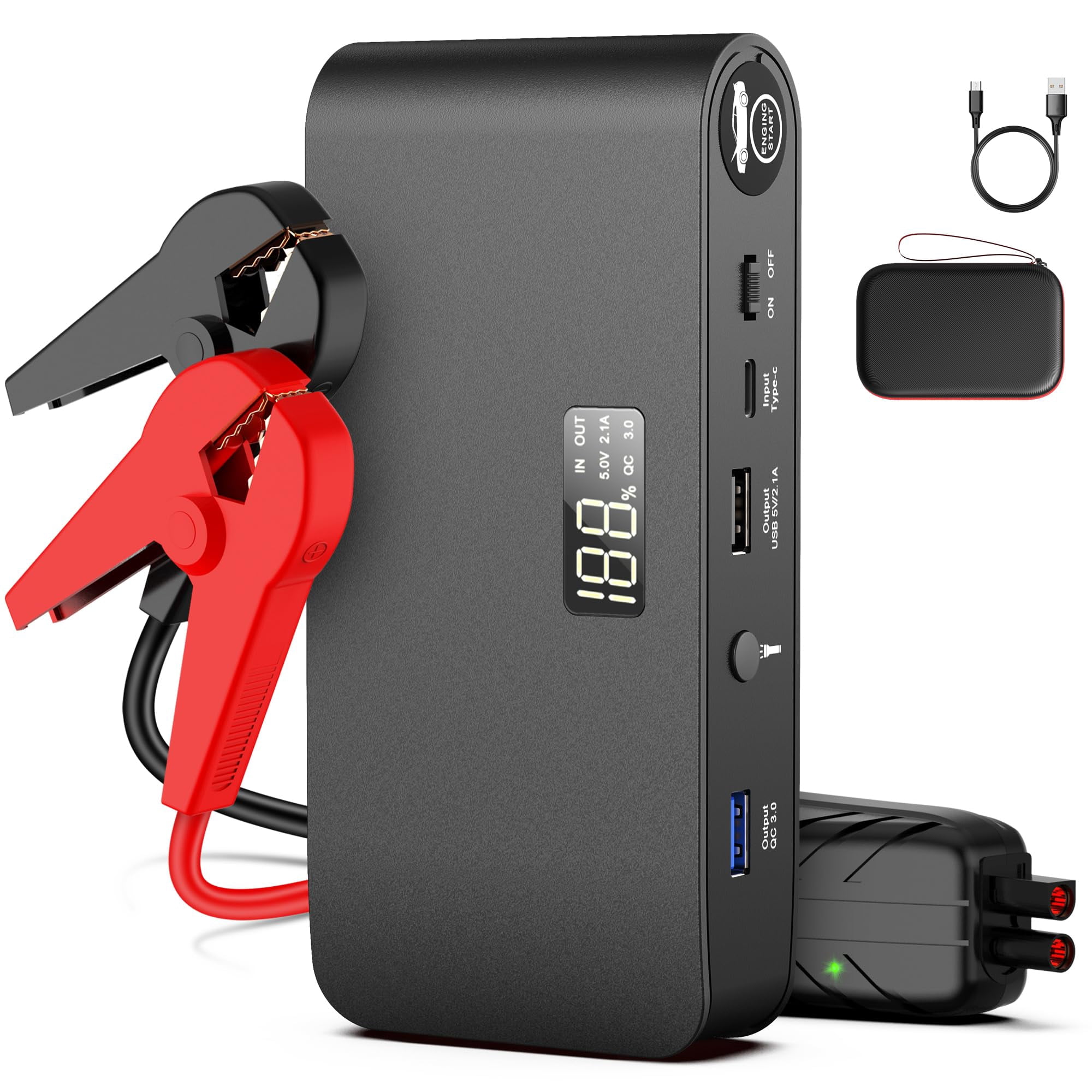 Starter Portátil Para Coche Bookoo 4000a, Batería De 16000 Mah