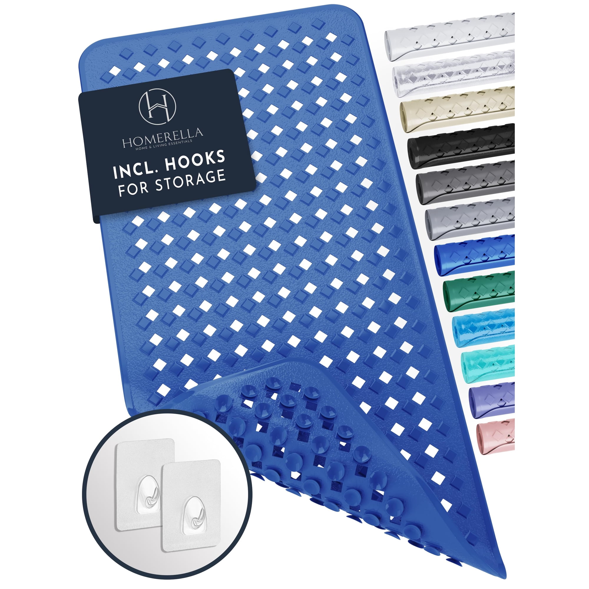 Alfombra De Ducha Homerella Antideslizante Para Piel Sensible, 88 X 39 Cm, Color Azul