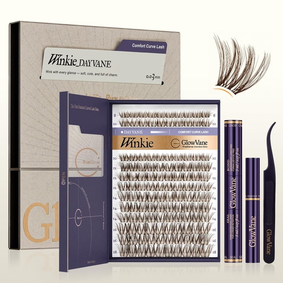 Kit de Pestañas Postizas GlowVane Winkie Brown Curvado