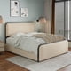 thumbnail image 2 of Modern Metal Bed Frame with Curved Upholstered Headboard and Footboard Bed with 4 Storage Drawers, Heavy Duty Metal Slats, Queen Size, Beige, 2 of 3