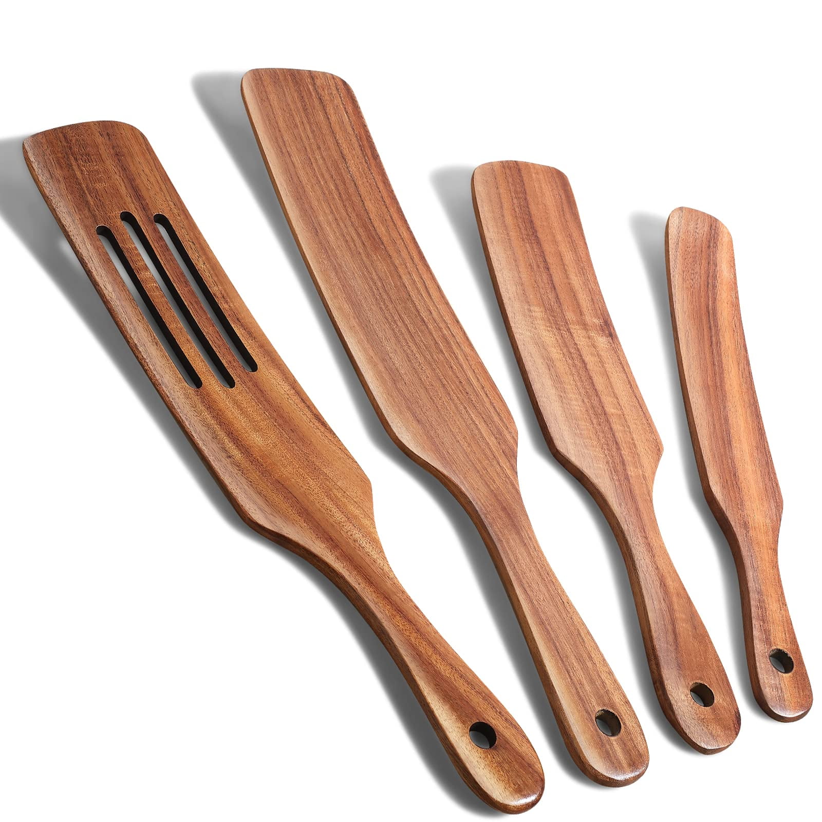 Set De Utensilios De Cocina De Madera De Acacia Natural De Spurtle Tezz, 4 Unidades