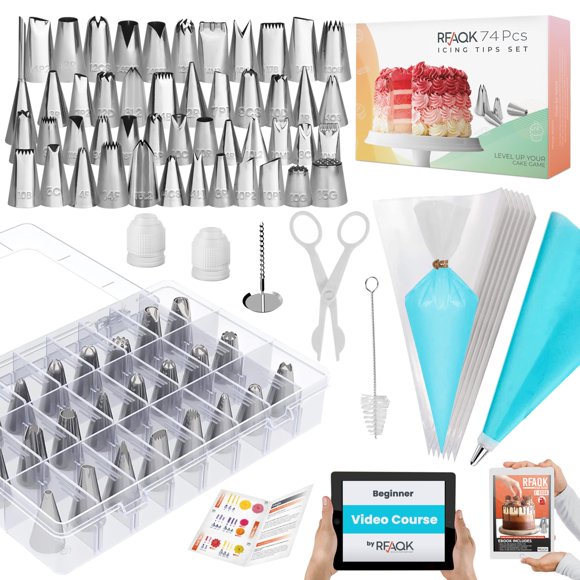 Kit de decoración de tartas RFAQK, 74 unidades, bolsas y puntas para glaseado