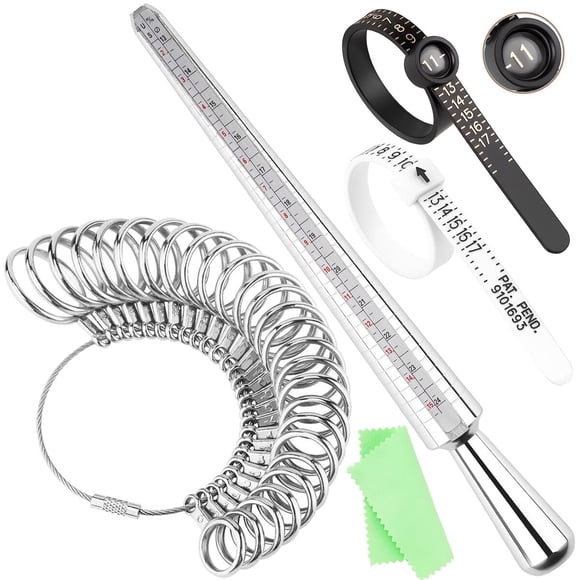 Medidor de Anillos UUBAAR de 27 Aros de Acero, Tallas US 0 a 13