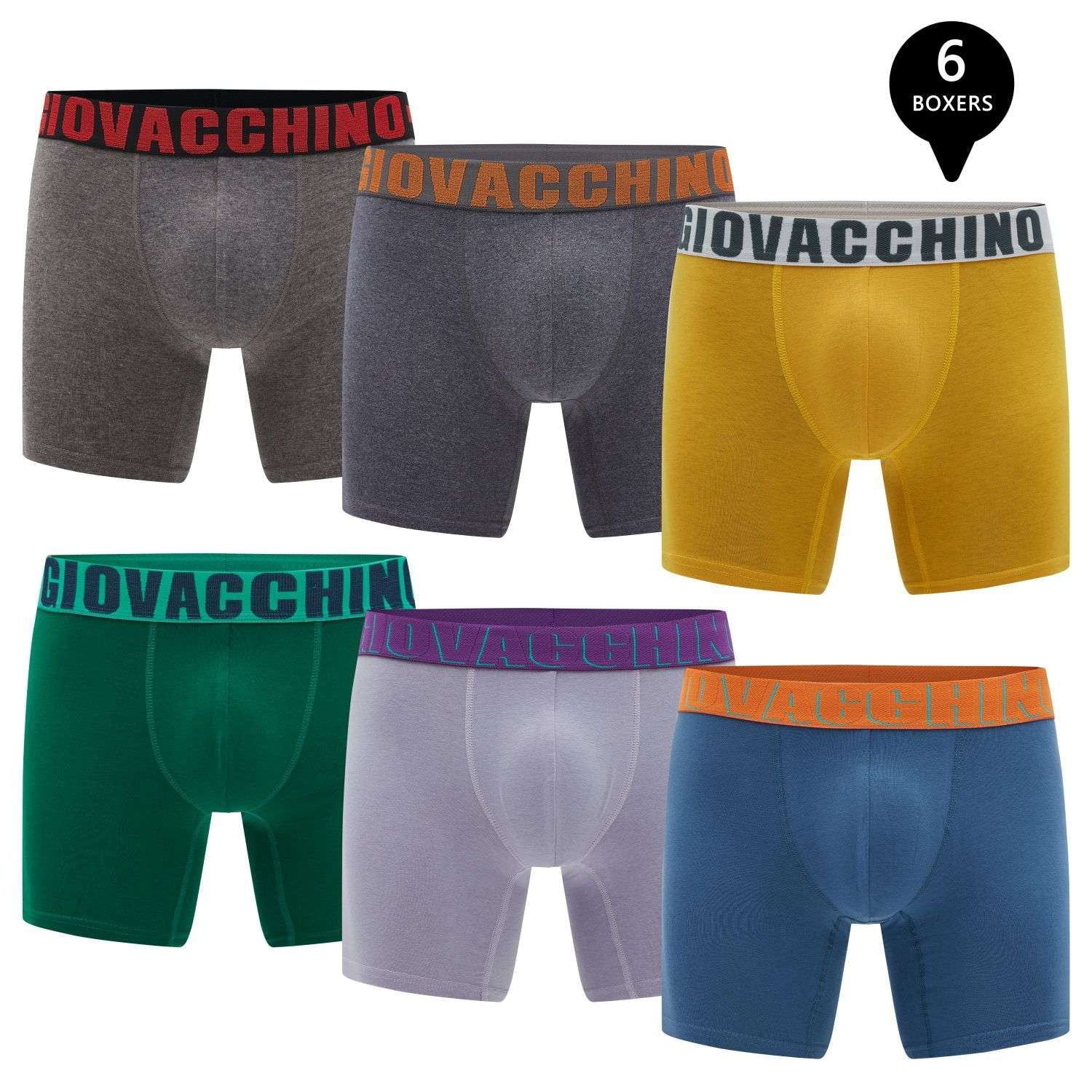 Giovacchino - Pack De 6 Boxer Medio Algodon Hombre