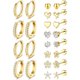 thumbnail image 1 of Aros tipo stud hipoalergénicos para mujer, chapados en oro de 14 quilates, 1 of 3