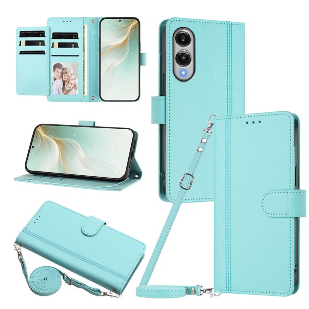 Samsung Galaxy S25 Edge Funda Billetera con Cierre Magnético, Verde Claro