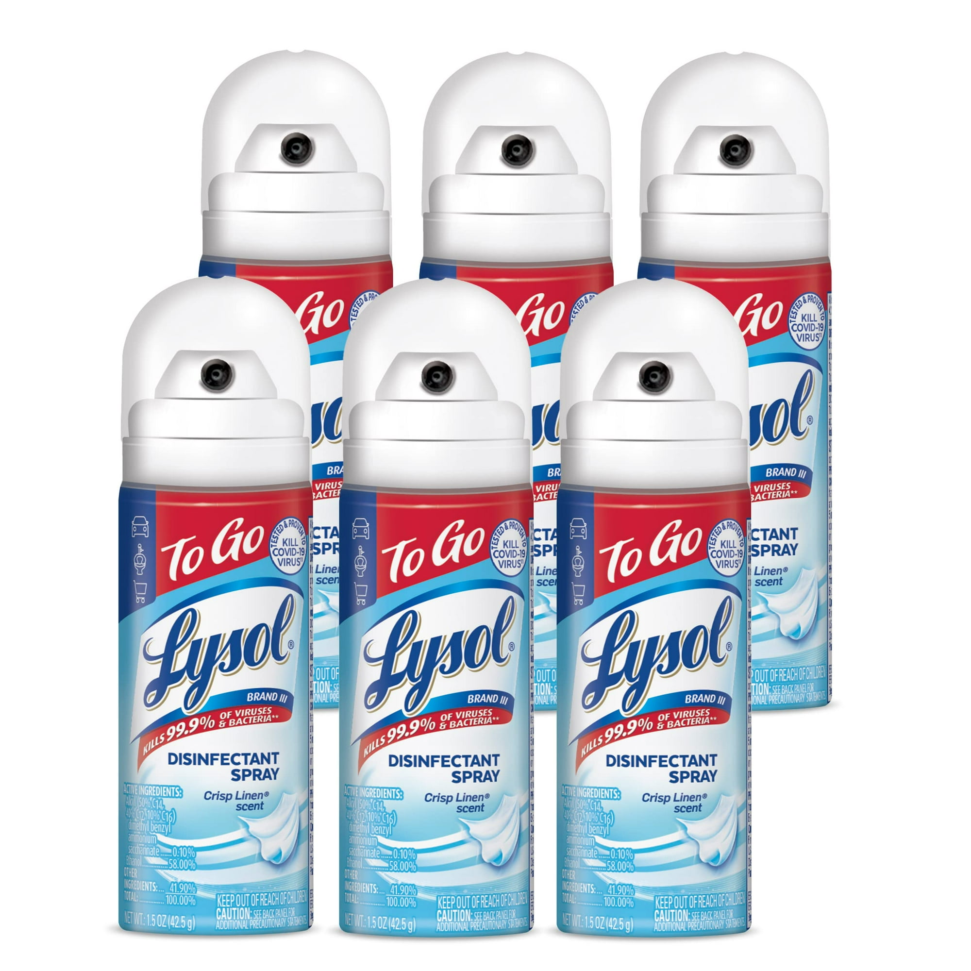 Spray Desinfectante Lysol `to Go` Crisp Linen, 44 Ml (paquete De 6)