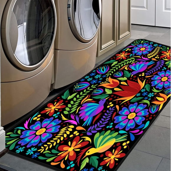 Alfombra GISPOG floral 100 × 50 cm para cocina, antideslizante