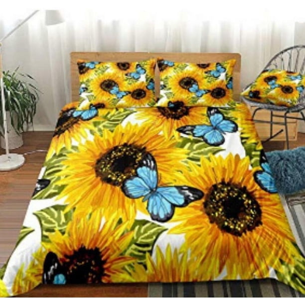 Sunflower Flowers Gift BP03 Quilt Duvet Cover Set Bedclothes Bedroom Decor3-Piece Bedding Set