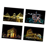 Magideal - 4 Piezas De Tarjetas De Papel Para Rascar, Pintar Y Rayar, Grabado, Hojas Negras Creativas Para Rascar, Graffiti Artístico Colorido, Suministros Estilo A